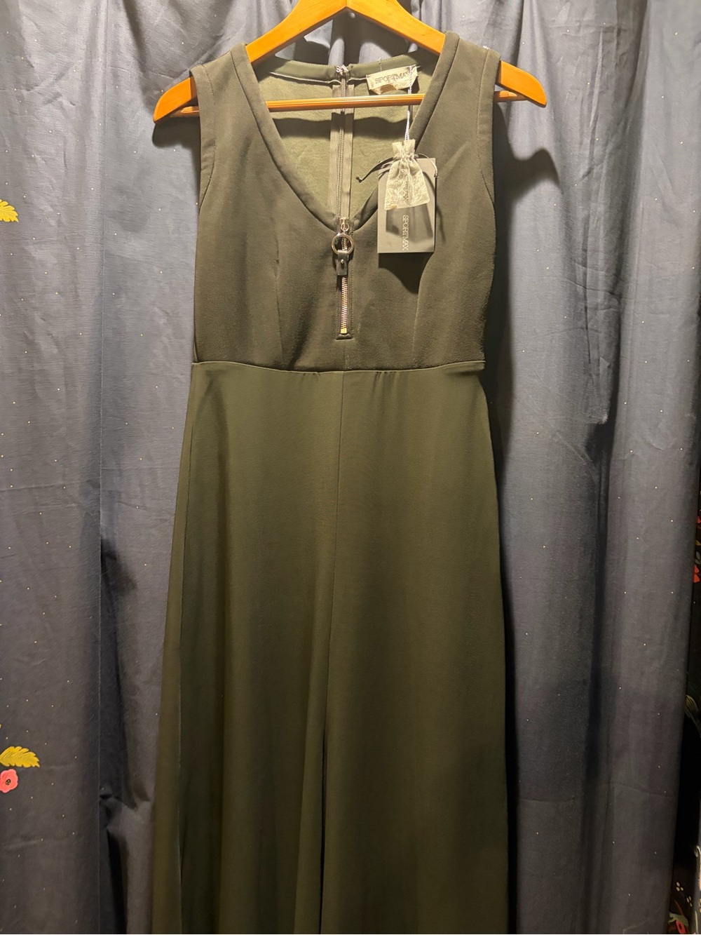 Sportmax by Max Mara Black & Olive Sleeveless Jumpsuit NWT Size M